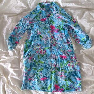 Print long-sleeve dress